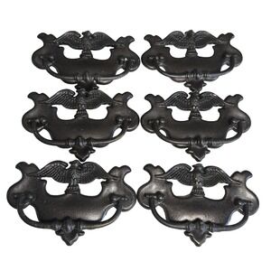 6 Vintage Drawer Pull Eagle Bird Metal Classic Colonial Old Fashion House